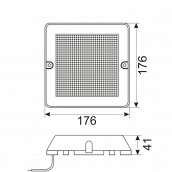 Габаритные размеры светильника Квадро 176х176х41мм