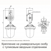 Взрывозащищенный светильник UML Ex СВД А монтаж на универсальную скобу с тупиковым вводным отделением