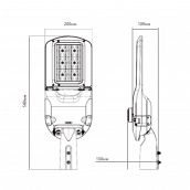 Светодиодный консольный светильник VENAS ST-50WI1. Габаритные размеры.